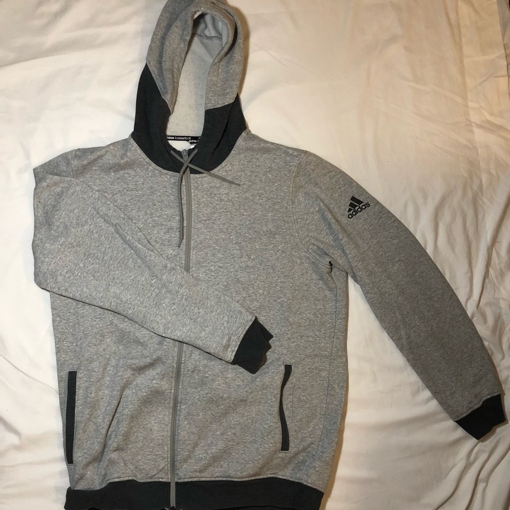 Adidas Basketball Zip Up Hoodie - Gray